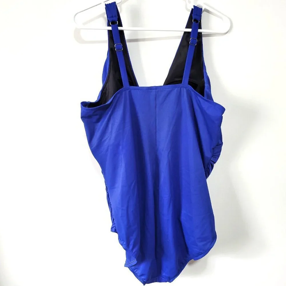 Trimshaper One Piece Swimsuit 22W Womens Slimming Plus Size Cobalt Blue